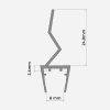 Junta Fuelle integrado de 8mm con medidas detalladas para sistemas SeeGlass.